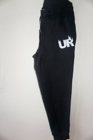 Unisex Black UR Logo Tapered Sweat Pants