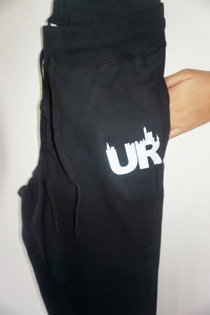 Unisex Black UR Logo Tapered Sweat Pants